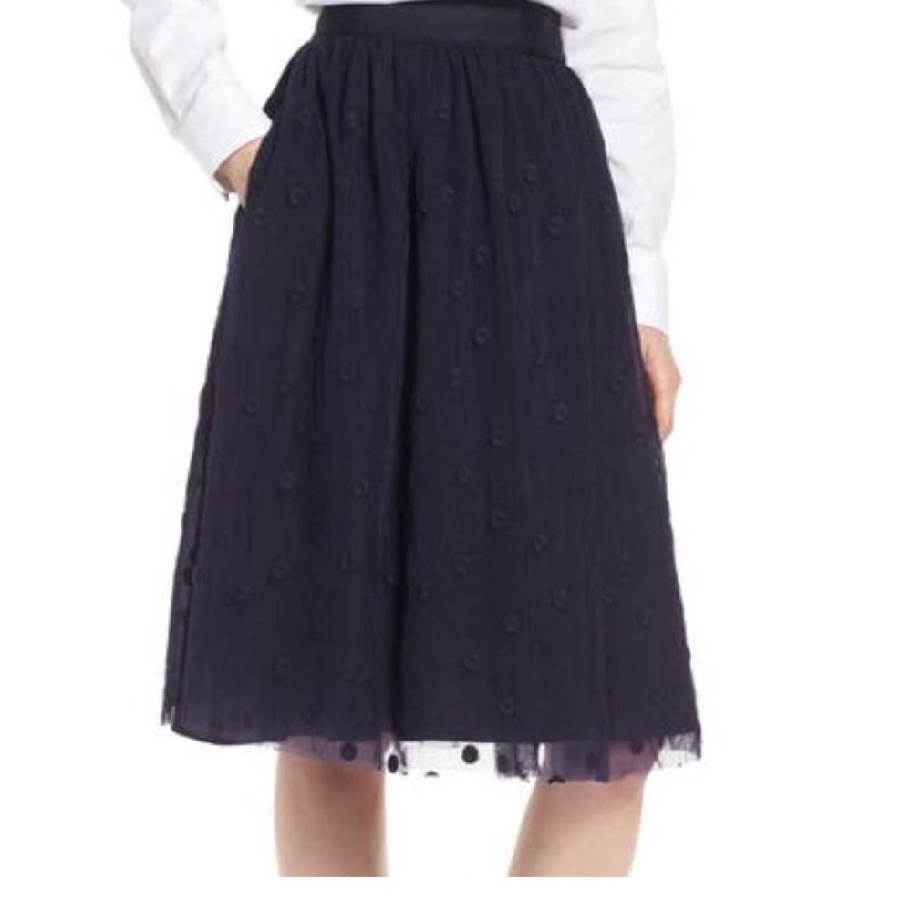 1901 1901 Embroidered Tulle Skirt In Navy Sz 12